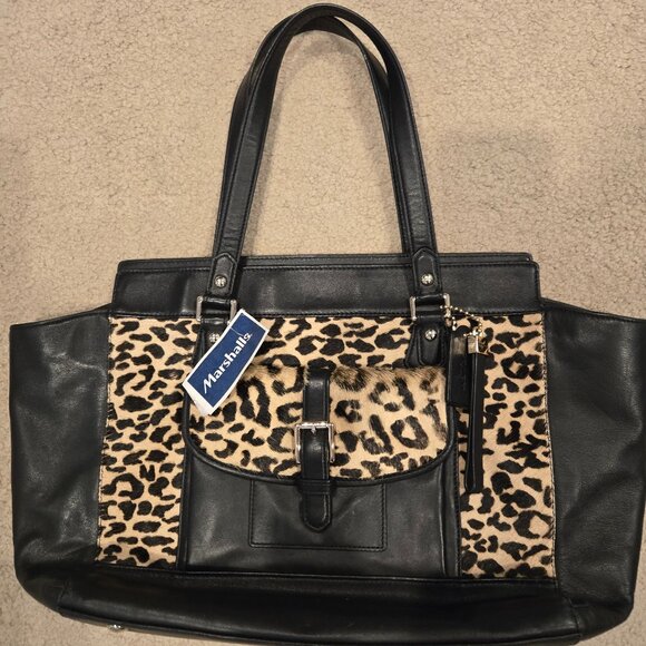 Coach NWT Animal Print Leopard Black Handbag - Picture 1 of 3